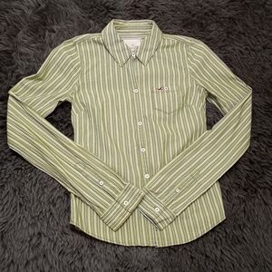Vintage Hollister Y2K Stripe Button Shirt Blouse Top Womens Size Small